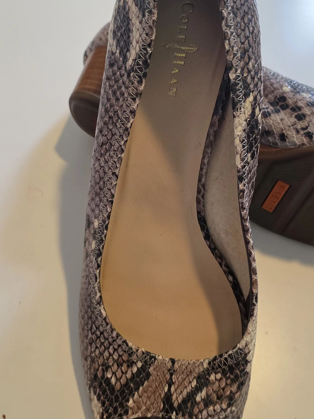 Cole Haan Women's Snake-Print Peep-Toe Flats in Brown